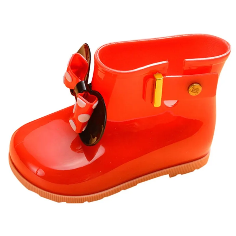 children's rain shoes girls Kids Children Baby Girls Bowknot Dot Rubber Waterproof Student Boots Rain Shoes #4M02 (8)