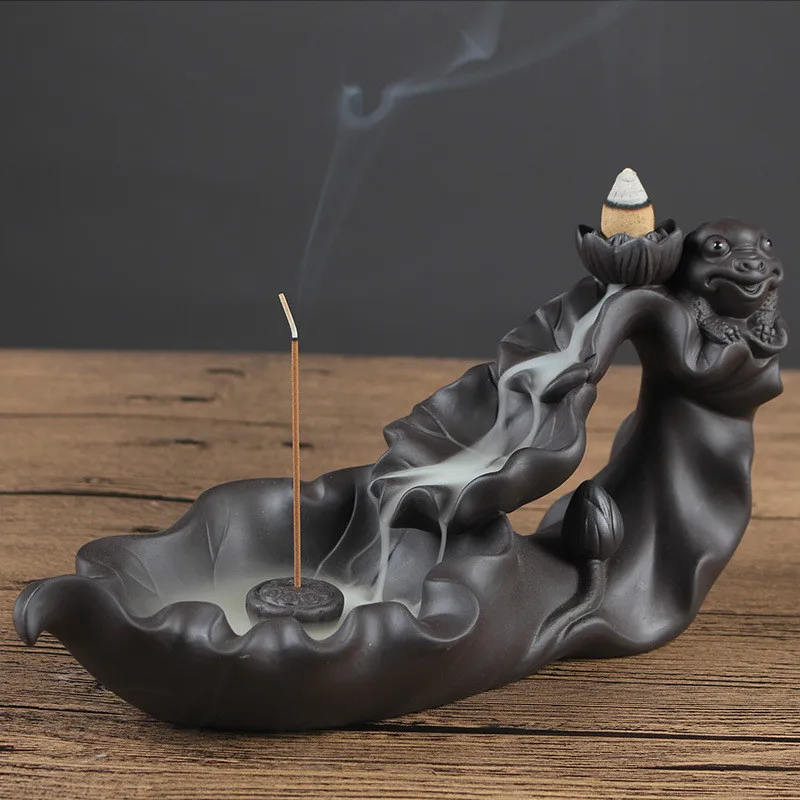 Newest Sandalwood Backflow Incense Censer Purple Sand Kim Min Lotus