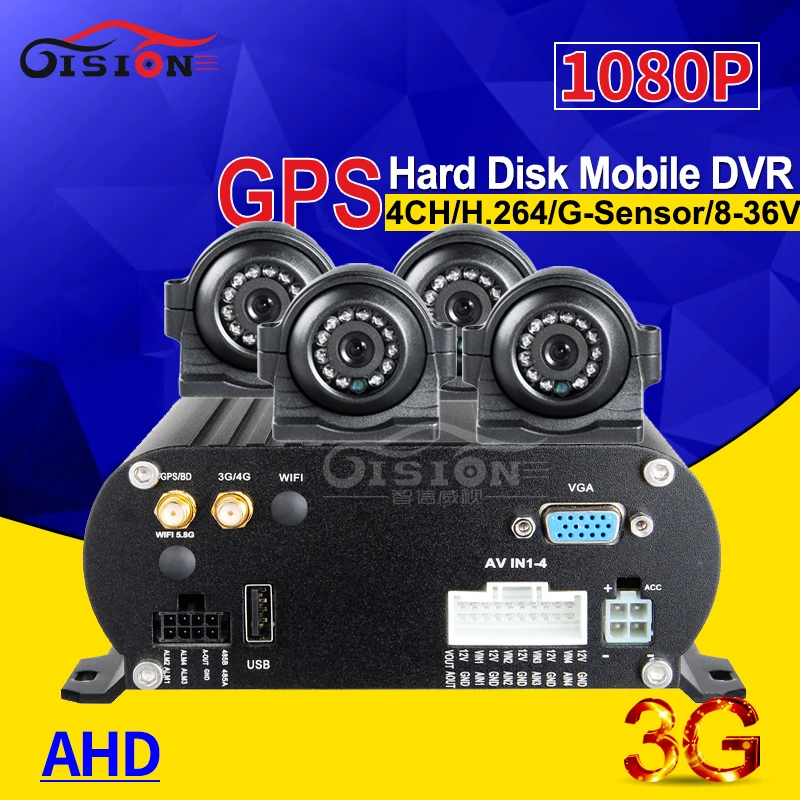 

GISION 4PCS Outdoor Waterproof Front Side View Metal Camera +3G HDD Vehicle Car Mobile Dvr For Bus Truck Forklift Steamer Train