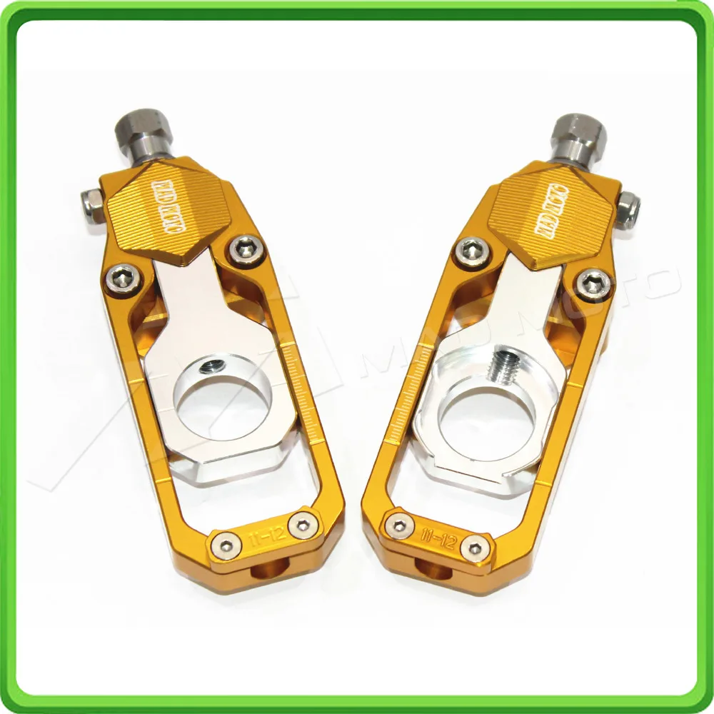 Motorcycle Chain Tensioner Adjuster fit for KAWASAKI Ninja ZX6R ZX-6R ZX 636 ZX636 2013 2014 2015 2016 Gold & Silver (2)