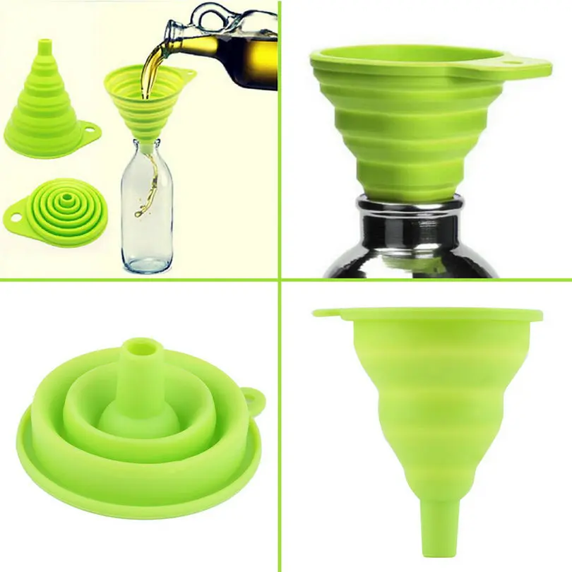 

High Quality 1pc New Mini Silicone Gel Foldable Collapsible Style Funnel Hopper Kitchen cooking tools