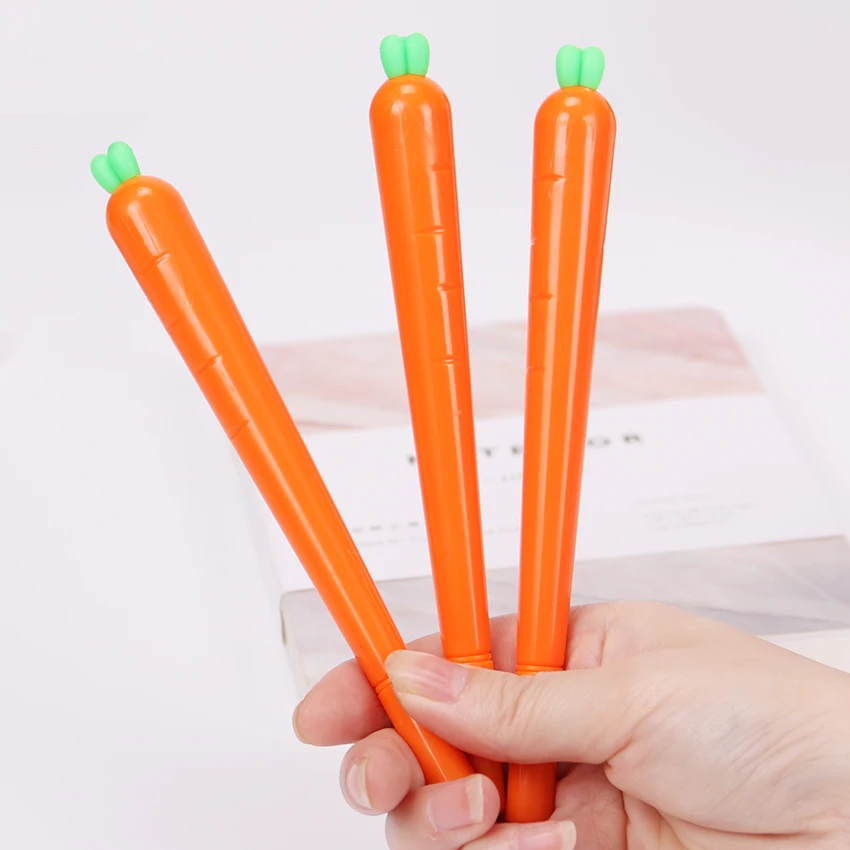 

Cute Carrot Plastic Ink Gel Pen 0.5mm Writing Signing Pen School Office Supply Student Stationery Kids Gift
