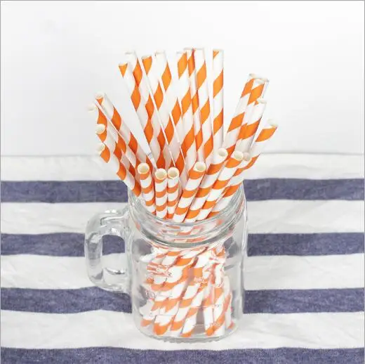 orange color paper straw