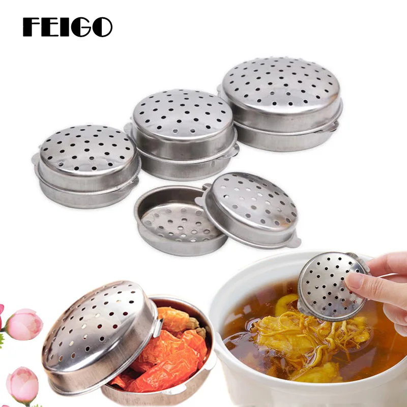 FEIGO Reusable Seasoning Balls Halogen Soup Ball Stew Meat Seasoning Box Stainless Steel Buckle