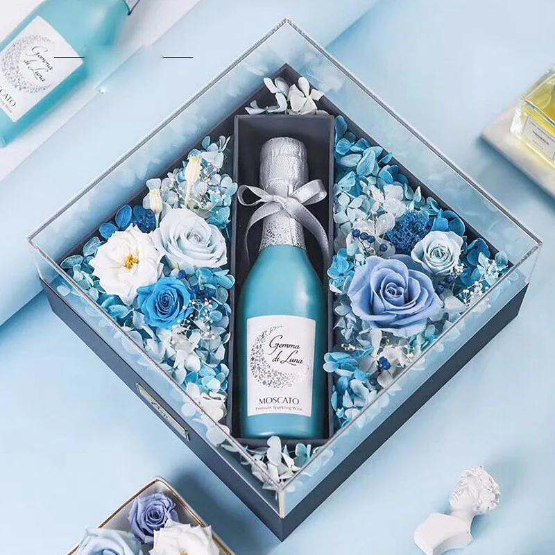 

WFL051YKL-Acrylic transparent flower box leather gift box flower shop flower jewelry lipstick packaging gift box