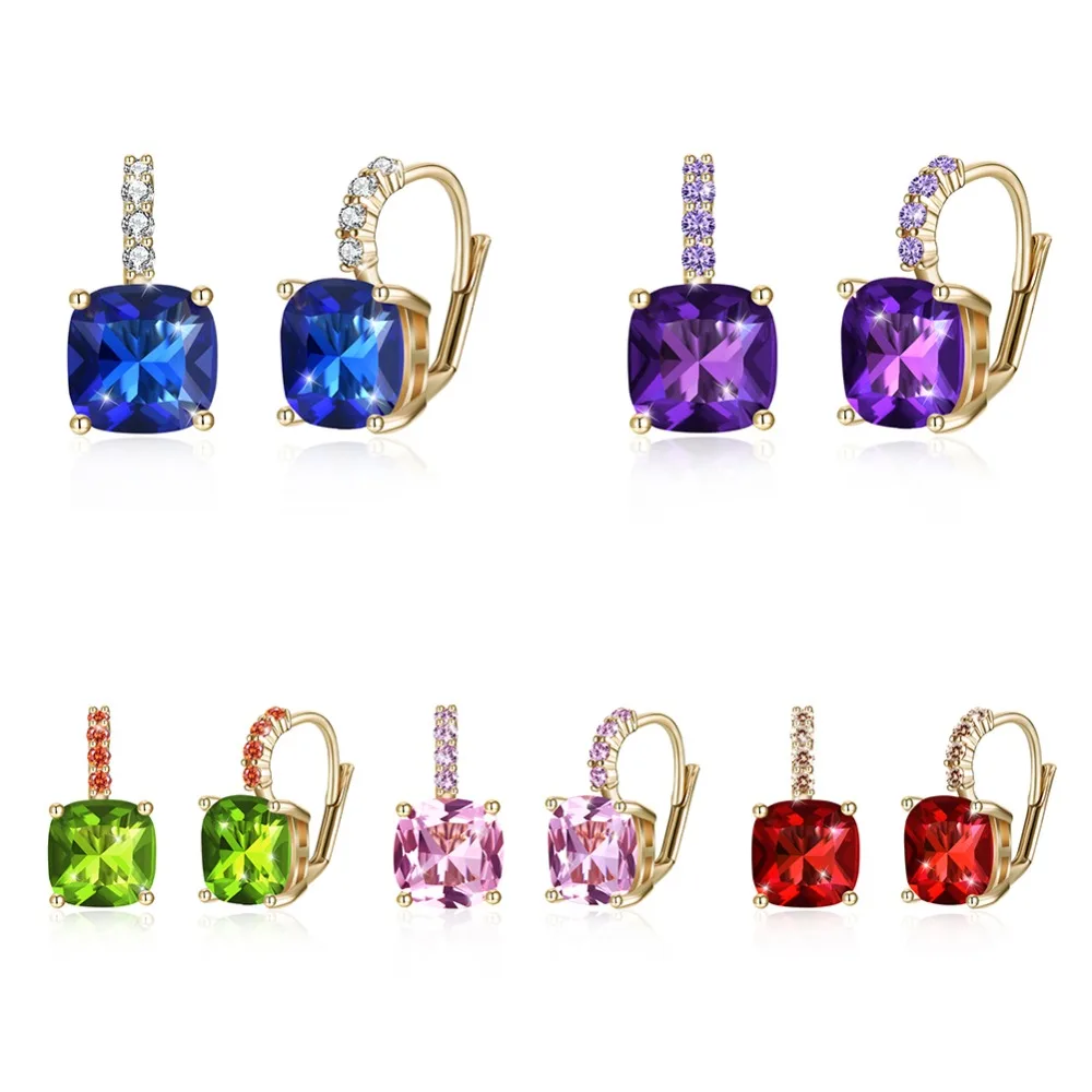 

Baffin CZ Cubic Square Stud Earrings 2018 Fashion Champagne Gold Color Rhinestone Piercing Party Jewelry For Women Gift