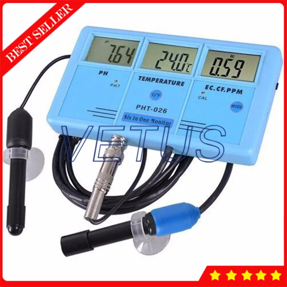 

PH-026 Multiparameter water quality meter digital ph tester with 5 in 1 EC CF temperature TDS monitoring equipment