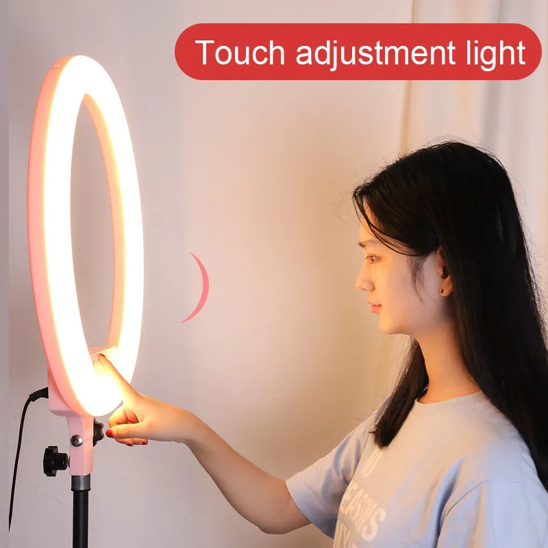  3 phone clips 45CM 18-inch Outer Dimmable SMD LED Selfie Ring Light Lighting Kit for Camera Photo S - 4000022790312