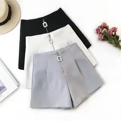 Мода 2019 г. Весна шорты с высокой талией для женщин Элегантный широкие брюки короткие штаны женские офисные попа короткий Pantalones, mujer