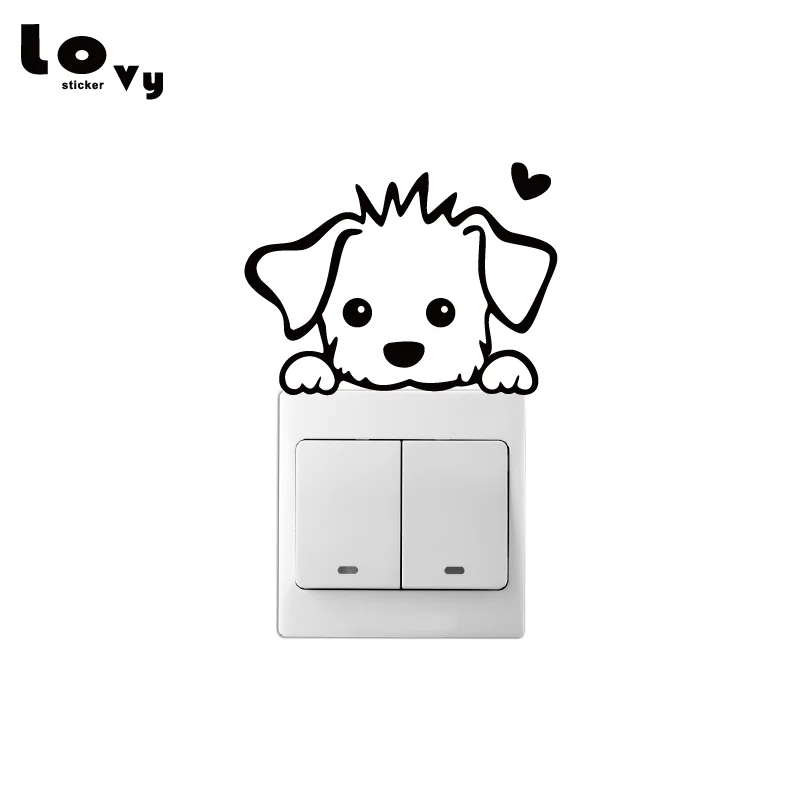 

Cute Dog Switch Sticker Funny Cartoo Pet Puppy Vinyl Wall Decal for Kids Rooms Home Decor SW0237