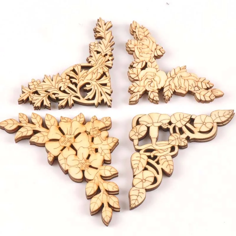 

4Pcs Mixed Wooden Book Corner For Scrapbooking Craft Home Decoration Wood Slices DIY Unfinished Album Corners 27x27mm m1658