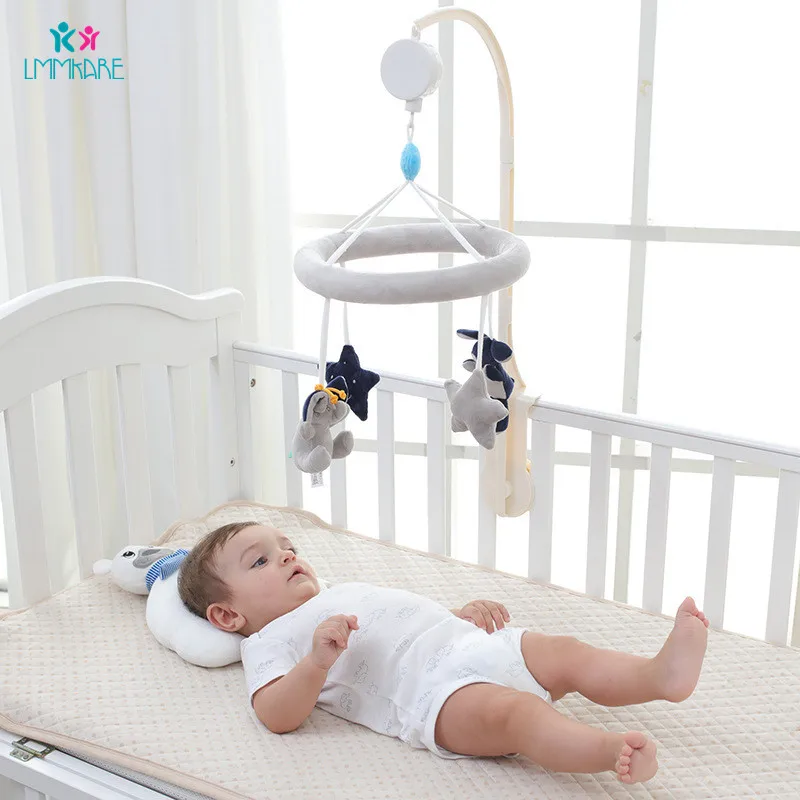 Newborn Baby Bed Bell Pacifying Toy Plush Grey Elephant Rabbit