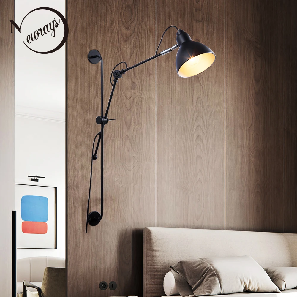 جديد نسخة مصمم قابل للتعديل خمر الصناعية طويلة سوينغ الذراع الحديثة الجدار مصباح الشمعدان E27 أضواء للحمام الغرور لاعبا اساسيا