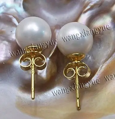 

Wholesale FREE SHIPPING DD 10mm White south sea shell pearl silver Stud earrings AAA G2 A0422