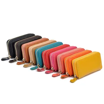

15PCS / LOT Key Holder Wallet Split Leather Unisex Pure Colors Zipper Car Key Wallets Key Organizer Bag Car Housekeeper Key Hold