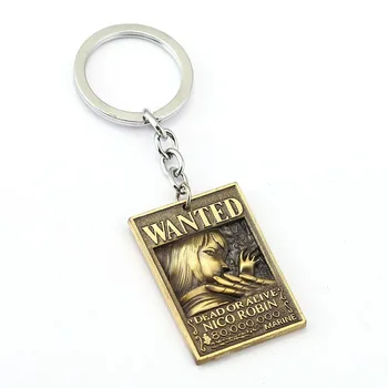 

12pcs/lot ONE PIECE Wanted Poster Key Chain Robin Warrant Key Rings For Gift Chaveiro Car Keychain Jewelry Anime Key Holder