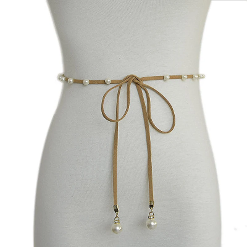 500PCS / LOT Elastic Stretchy Pearl Belt for Women Elegant Designer