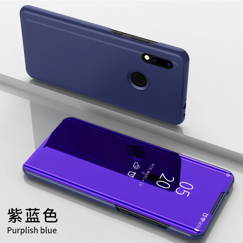 Зеркальный чехол Thouport для Xiaomi Redmi Note 7, чехол с откидной крышкой s для Xiaomi Redmi 7A, Note7 Pro, чехол, защита в виде книги - Цвет: Purplish Blue