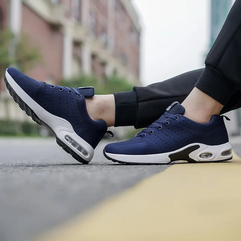 

Spring and autumn new wild air cushion low to help fly woven breathable sports shoes men's lightweight large size men's shoes