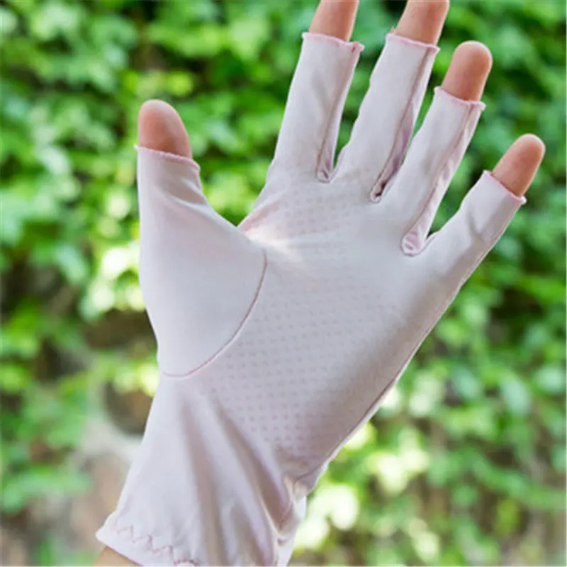 Ice Sleeve Sunscreen Gloves Male Female Anti-UV Ice Silk Quick Drying Semi-Finger Gloves Manicure Half Fingers UV025W