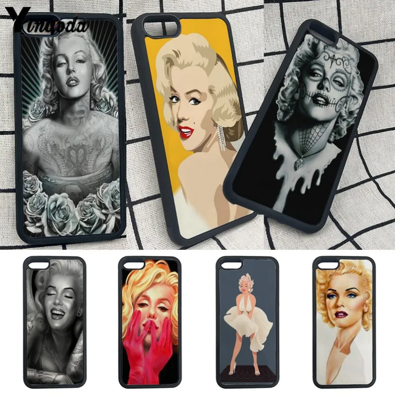 

Yinuoda Marilyn Monroe Picture Soft Rubber Black Phone Case For iphone X 8 8plus 7 7plus 6s 6s Plus 5 5s SE