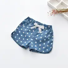 Джинсовые шорты для девочек, летние пляжные шорты для маленьких девочек, детские джинсовые штаны, одежда в горошек для девочек, детские джинсовые штаны