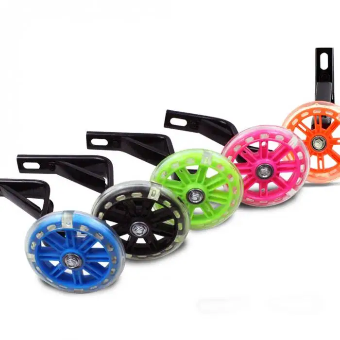 Newly 1 Pair Children Kids Bicycle Bike Training Wheels Flash Stabilisers Safe For Cycling Balance BFE88