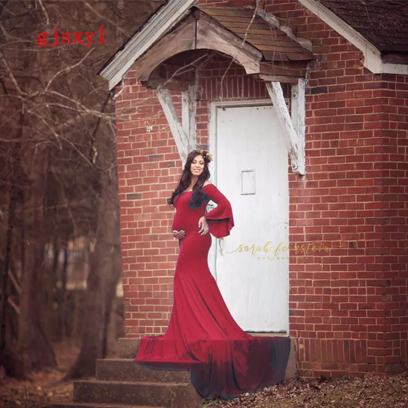 New Style Maternity photography props maxi Maternity gown Cotton Maternity Dress Maternity Fancy Photo Shooting pregnant dress