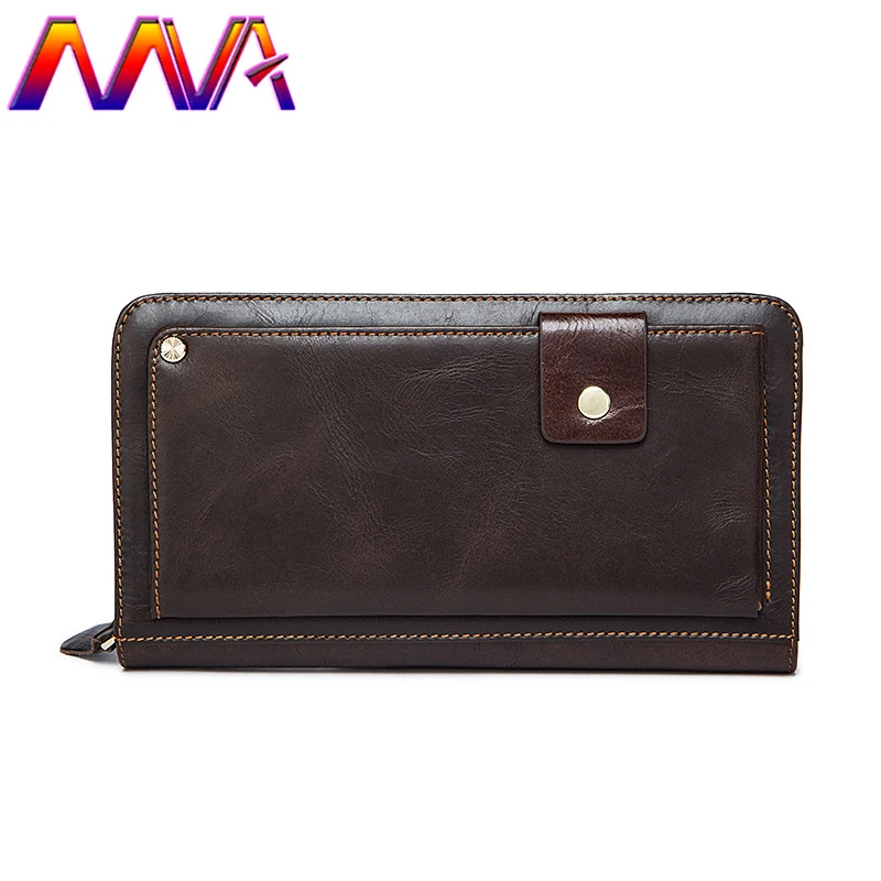 

MVA Fashion hasp leather wallet with 100% genuine leather men wallet for coin pocket wallet mens long wallet cell phone pocket