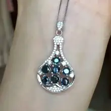 Натуральный голубой сапфир кулон S925 Серебряный натуральный драгоценный камень кулон Цепочки и ожерелья Модные Лаки идентичность бутылка женские вечерние ювелирные изделия