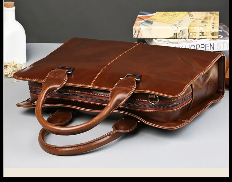Кожаный мужской портфель, модная Вместительная деловая сумка, Черная мужская сумка на плечо для ноутбука, деловая мужская кожаная сумка