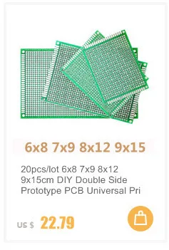 20 шт./лот 5x7 4x6 3x7 2x8 см Двусторонняя прототип Diy Универсальный печатные платы печатную плату для Arduino