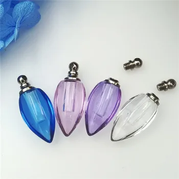 

50pieces12x23mm rugby shape Crystal drop Miniature Perfume bottle popular Screw Cap name on rice pendant Essential oil charms