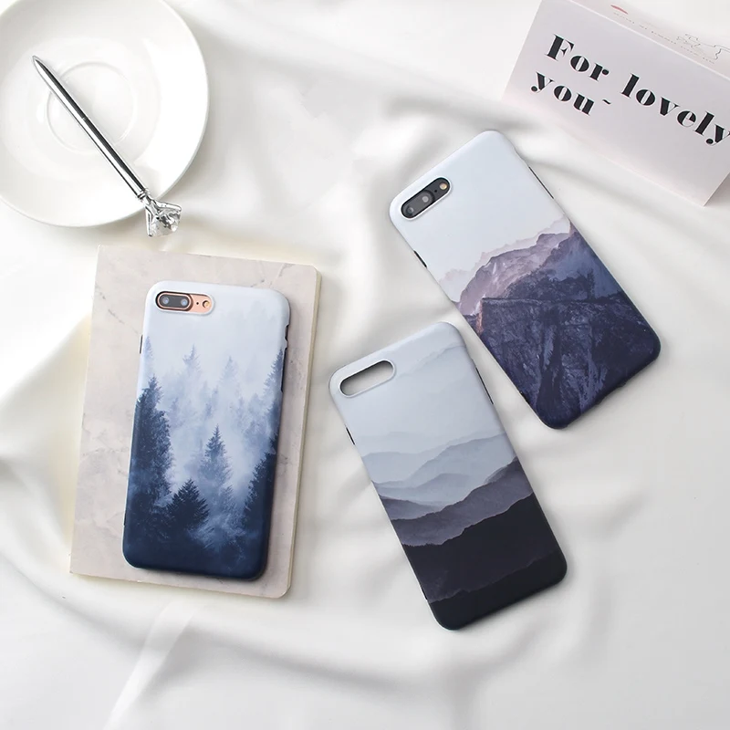 

Cyato Landscape scenery painted case for iphone X 7 7Plus Forest mountain TPU Case For iphone 6 6s 6Plus 8 8plus back cover