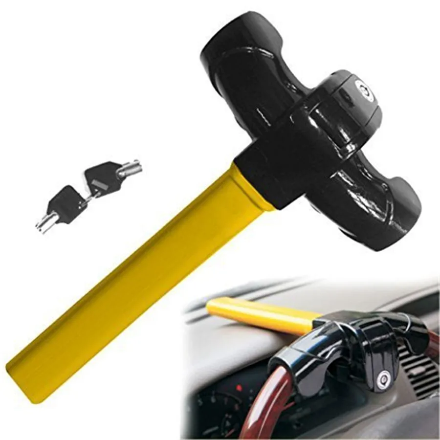 

Universal Anti Theft Diameter 3.5cm (1.4in) Steering Wheel Lock Device Heavy Duty T Style Car Steel Security Device Parking Lock