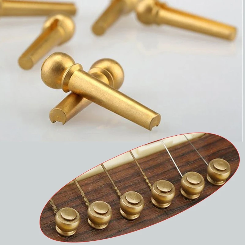 6Pcs/SET Brass Guitar Bridge Pins End Pin for Folk Acoustic Guitar