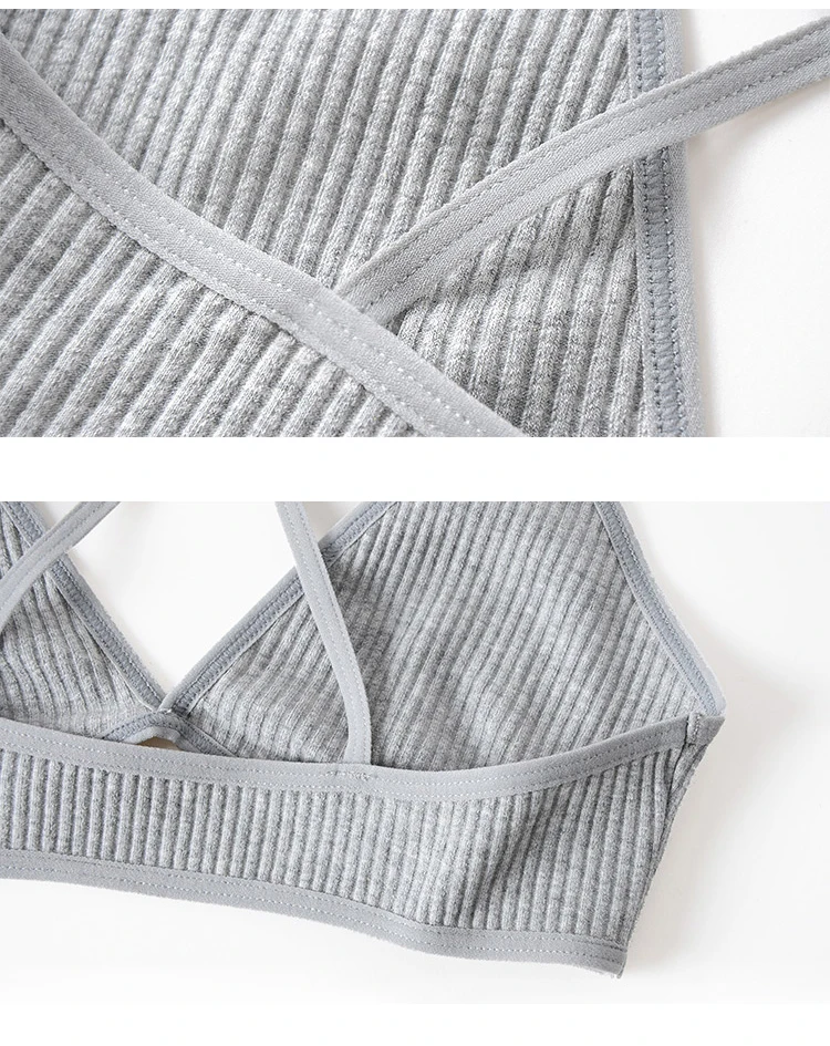 Bralette Bra Beauty Cross Back Triangle Cup Wireless Women Top Black Grey White Comfortable Simple Female Lingerie