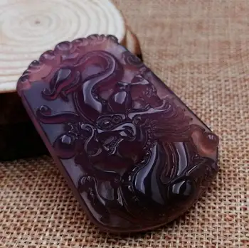 

Natural Brazilian Dragon Flower Flower Pendant Emperor Purple Chalcedony Long Pei Square cb36#