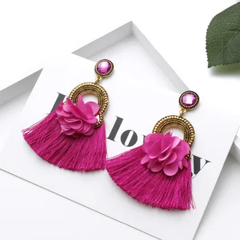 ZOSHI Bohemian Earring Long Tassel Drop Earrings For Women Girl 2020 Fashion Flower Crystal Earring Brincos Female Jewelry
