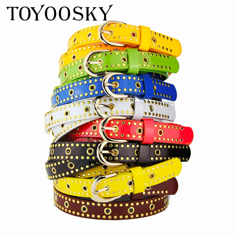 

2018 Fashion Black Write Faux Leather Metal Buckle Waist Pin Belt Women Female Thin belt for Dress Jeans Waistband Belts Rivets