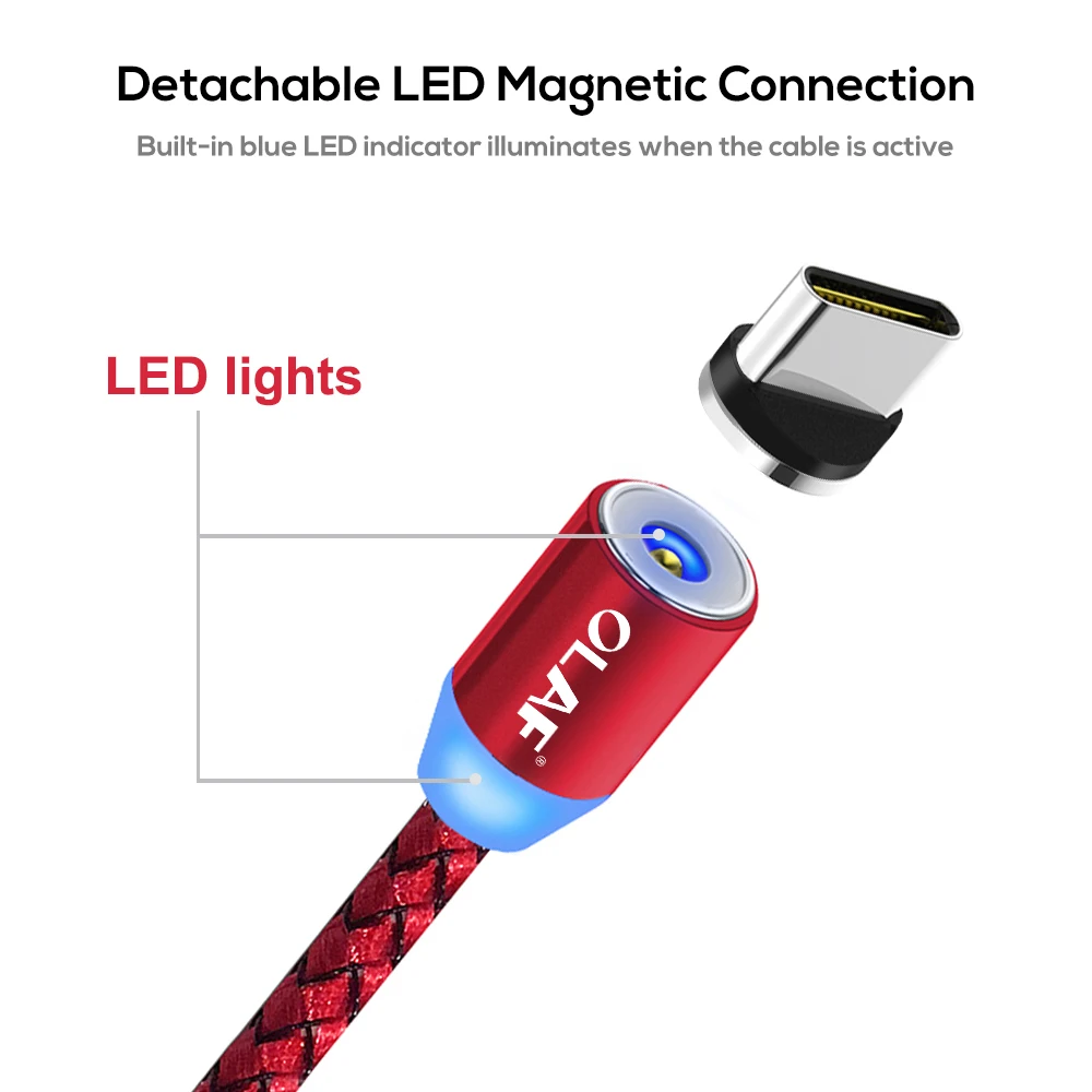 OLAF Magnetische usb Kabel Für iphone 7 8 Plus X XR XS Max LED Beleuchtung Micro USB Typ C Kabel fü