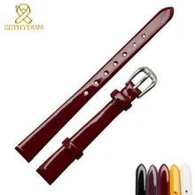 Браслет из натуральной кожи 6mm8mm10mm высокая глянцевая краска Женская мода светильник ультратонкий ремешок ремни для наручных часов маленький наручных