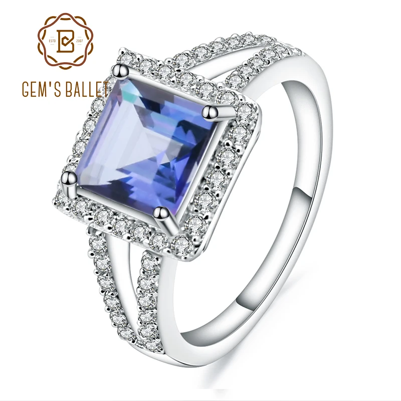 Драгоценный камень балет 2.08Ct квадратный натуральный иолит синий мистический