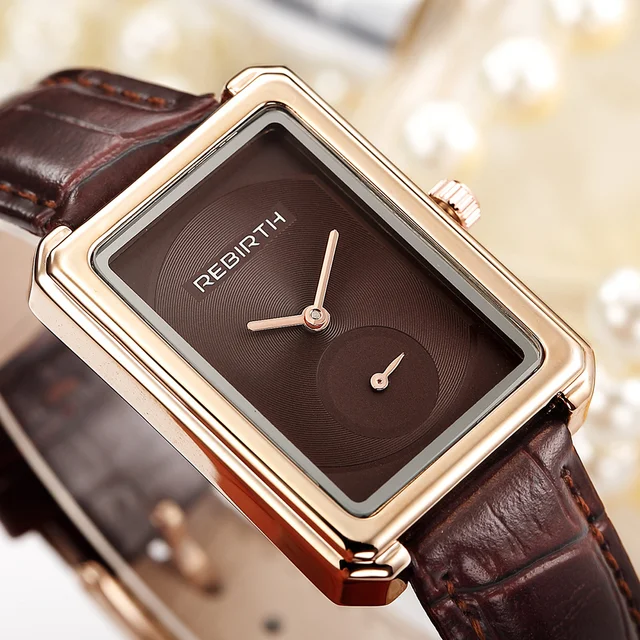REBIRTH Women Brand Wrist watches Ladies Watch Leather Fashion Square Bracelet Q REBIRTH Women Brand Wrist watches Ladies Watch Leather Fashion Square Bracelet Q