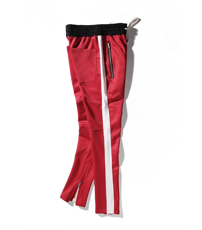 

5 colors 2017 pop Fashion vintage look Drawstring side stripe track pants sweatpants hip hop zipper open hem skinny pants