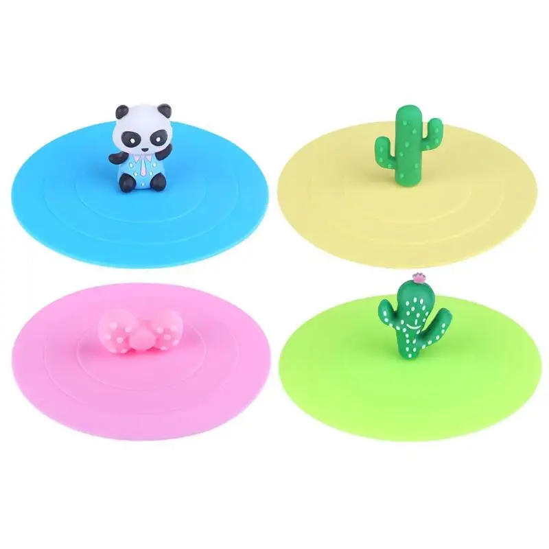 

Reusable Cartoon Cactus/Panda Cups Lid Dustproof Silicone Magic Sealed Cover Leakproof Airtight Sealed Cover for Coffee Cup D3