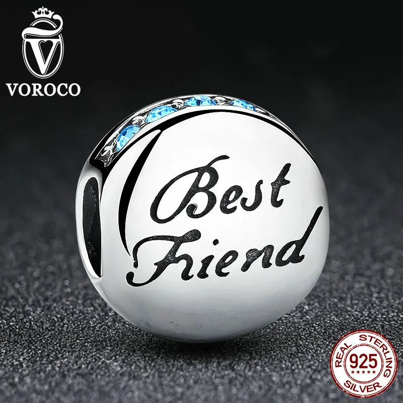 New Fashion Real 925 Sterling Silver Best Friend Beads Charms fit Pandora Bracelets Necklace Friendship Gift