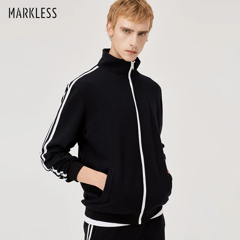

Markless Sportswear Jackets Men 2018 Autumn 100% Pure Cotton Mens Fitness Workout Jacket jaqueta masculina chaqueta hombre 8415