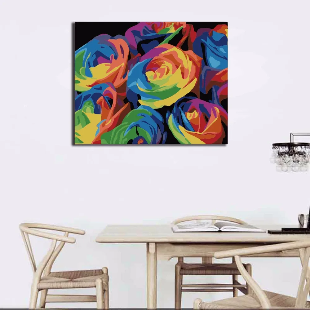 2017 New DIY Oil Painting Wall Decoration Home Furnishing Rose Color