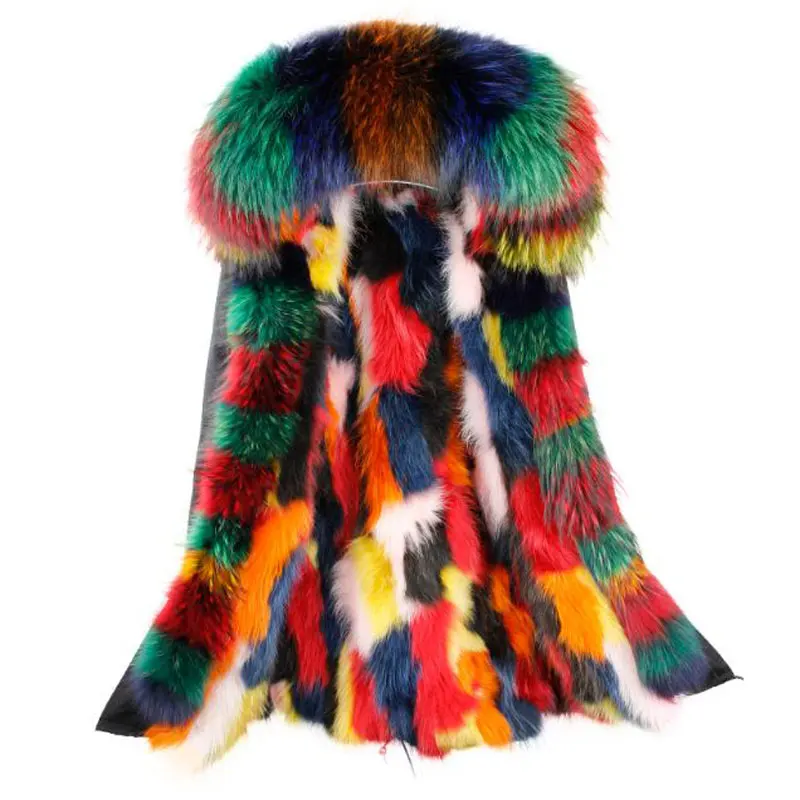Réel Femmes Outwear Fourrure Manteau Parka De Veste Femme c2 Camouflage Noir Renard Capuche c3 Collier À Raton Laveur C1 Armée Long Chaud Hiver rX5rH